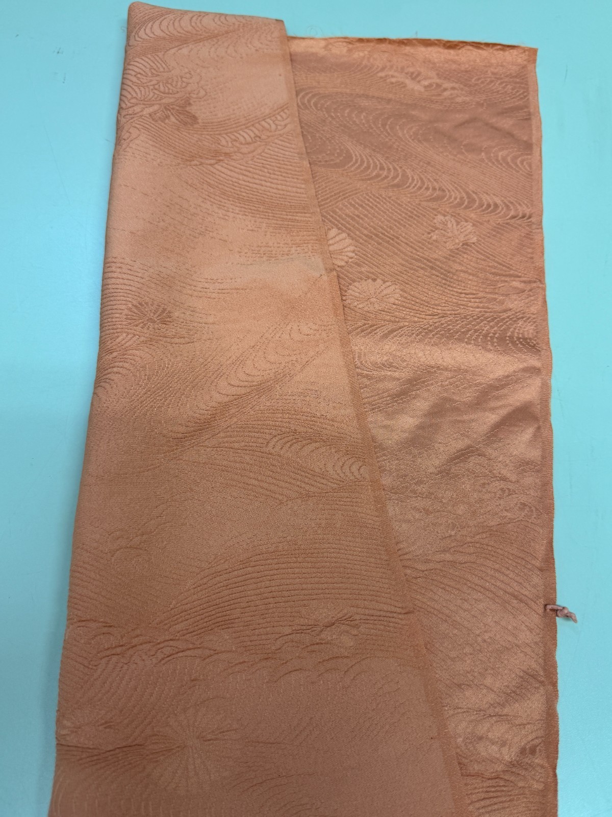 Japanese Vintage Kimono Fabric cloth Boro silk Beige tradition 29.5×13.3 in