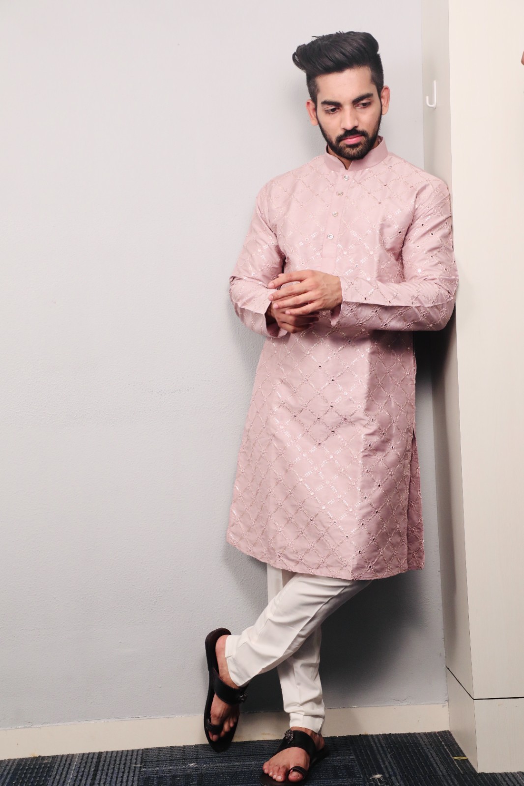 Ethnic Dupion Silk Stylish Kurta pajama Set Wedding Party Wear Dress For Men’s