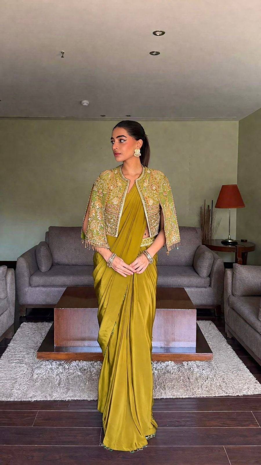 Mustard Yellow Jacket Style Embroidered Palazzo Set Indian Wedding Party Outfit