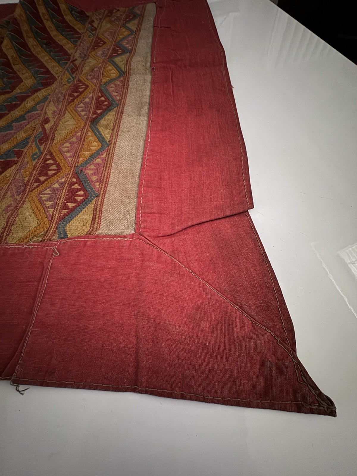 Vintage Laotian Laos hand woven Shawl Scarf 40” X 19.25”