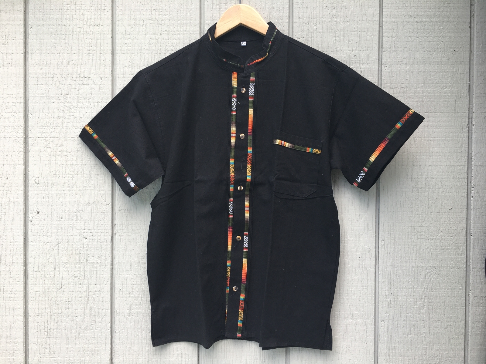 Handmade Men’s Traditional Black Mexican Guayabera – Size Small Medium Large XL