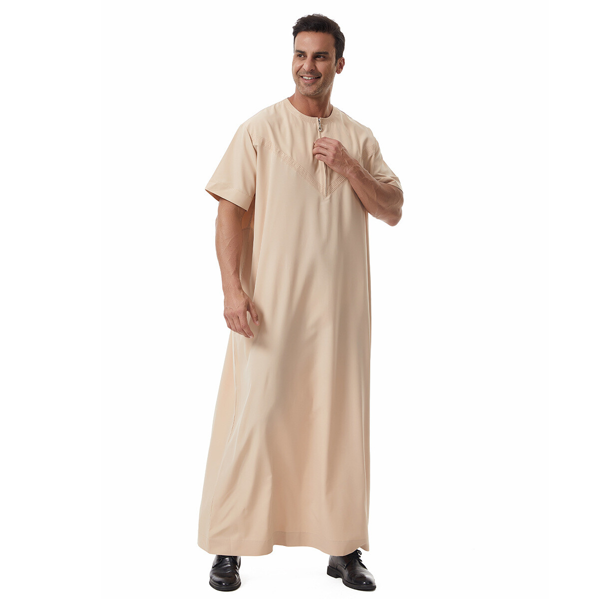 Men Thobe Jubba Thoub Muslim Men Short Sleeve Kaftan Saudi Arab Thoub Dishdasha