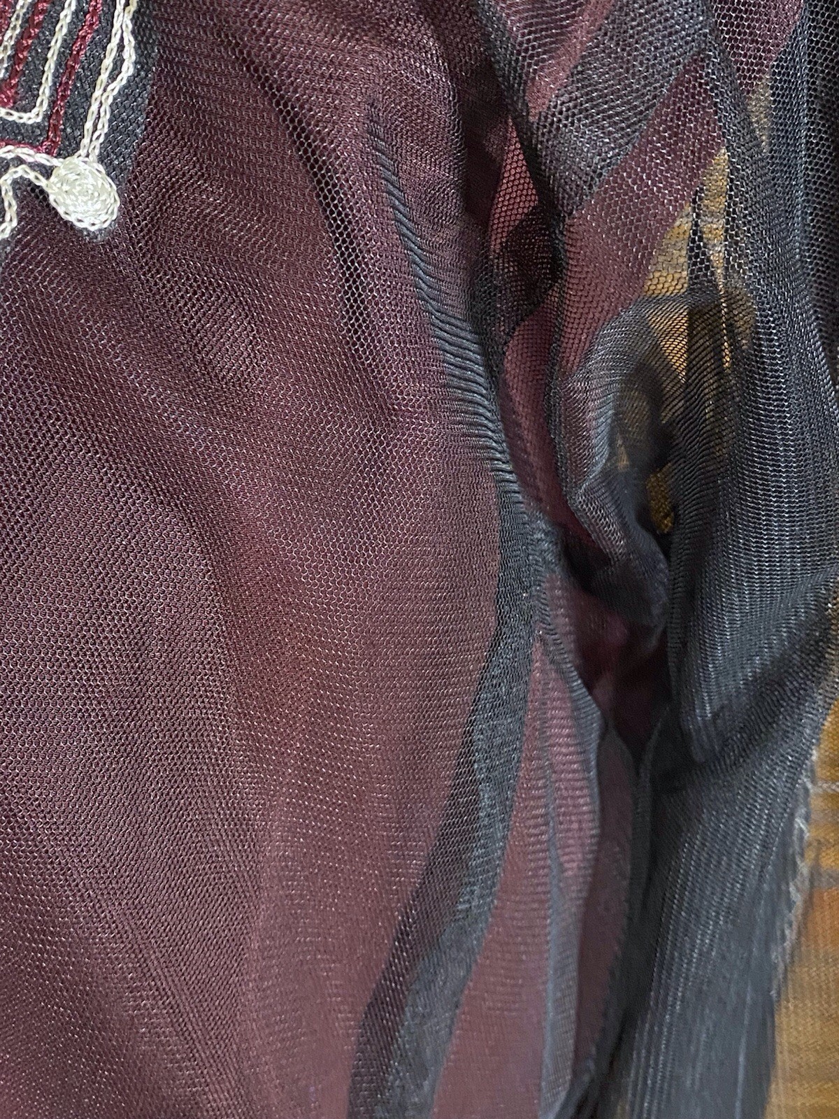 Maroon and Black Saudi Dress with Silver Embroidery