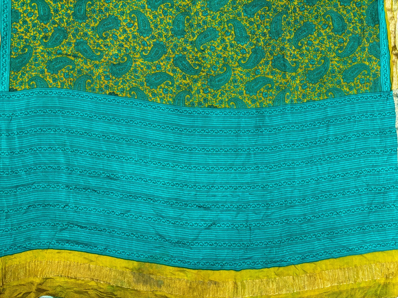 Vintage Yellow Chiffon Silk Saree | Lightweight Fabric for DIY & Sewing CS1053