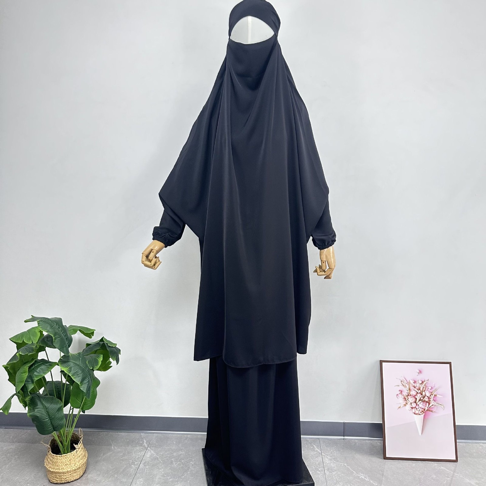 Muslim Women Kaftan Overhead Large Khimar Abaya Burka Ramadan Prayer Plain Set