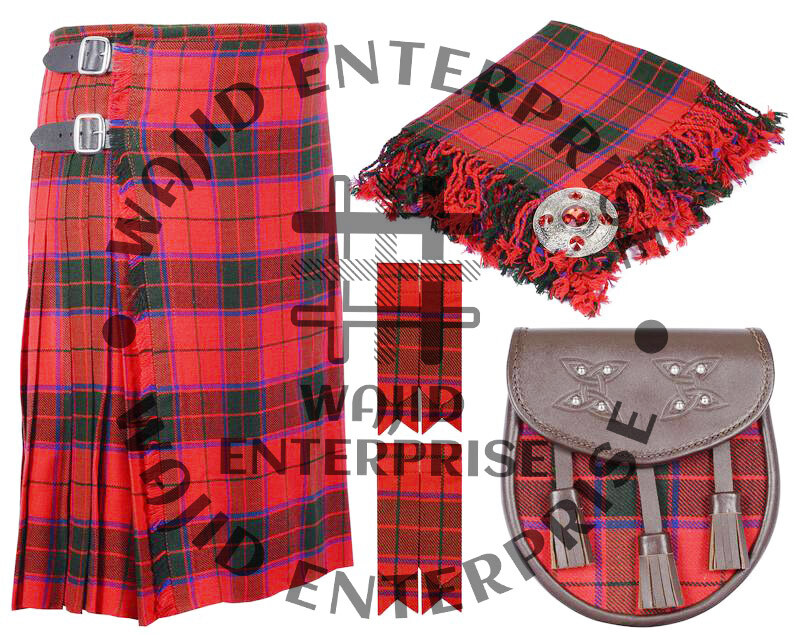 Highlander Traditional Scottish Rose tartan 8 yard Kilt & Accessories for Men’s