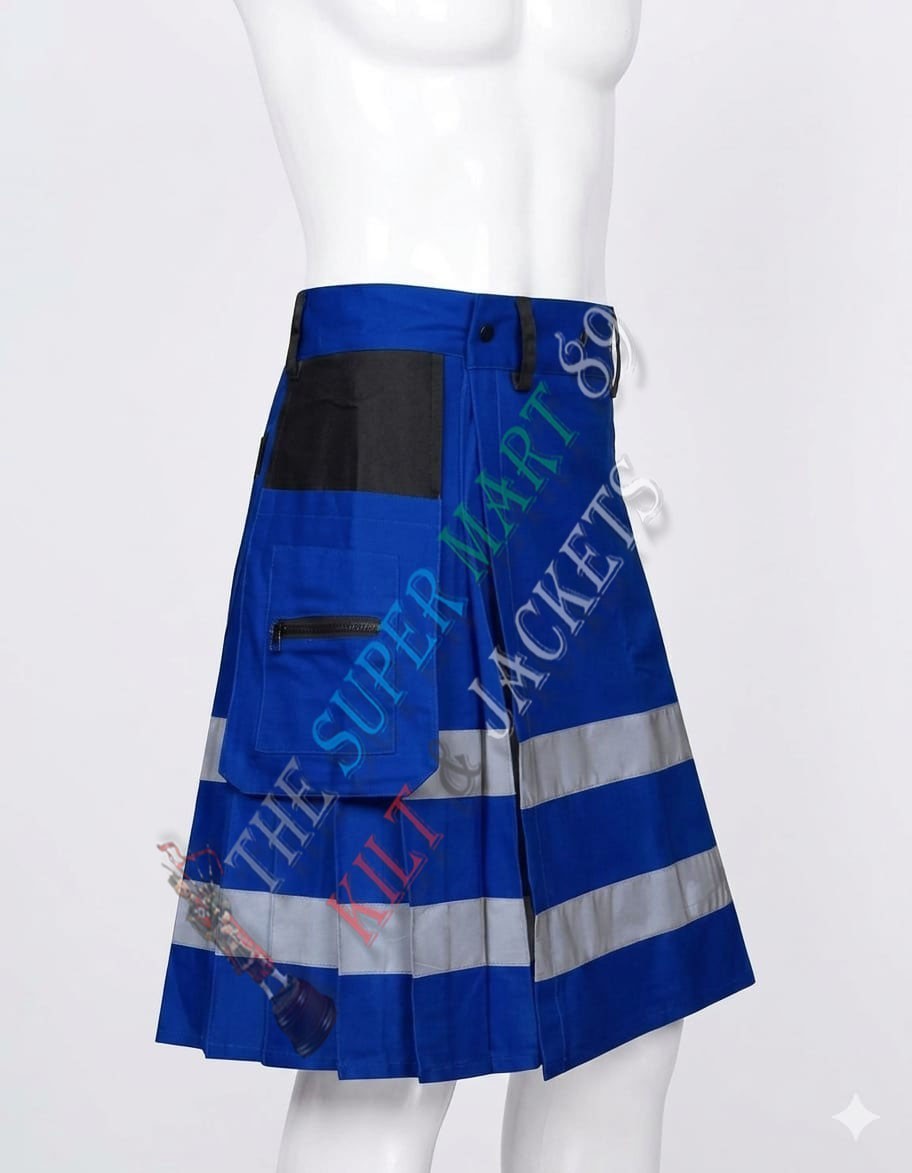 Scottish Men’s Fire fighter Utility Kilt Cotton Kilts Two Side Cargo Pockets