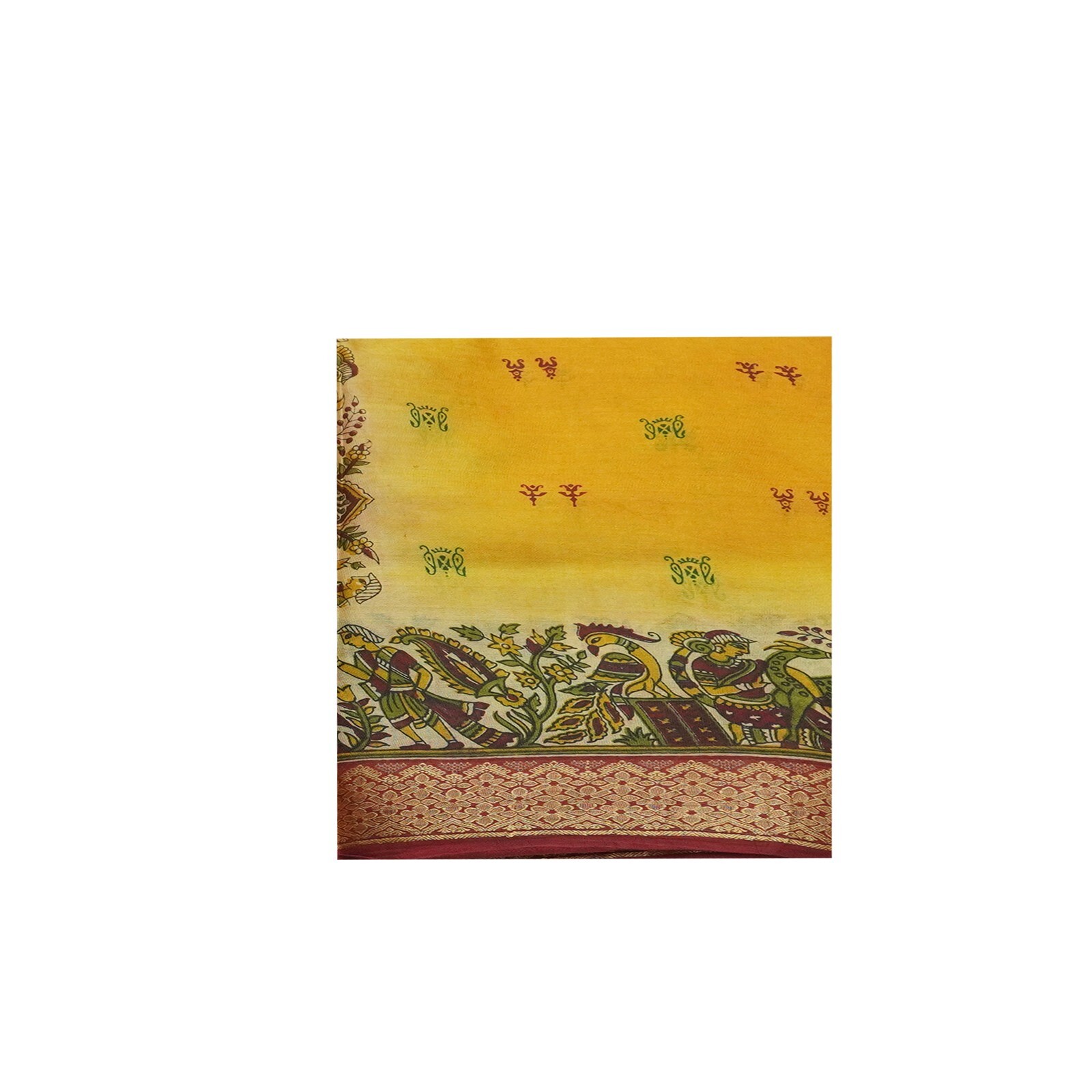 Vintage Orange Sarees 100% Pure Silk Peacock Printed Sari 5YD Decor Craft Fabric
