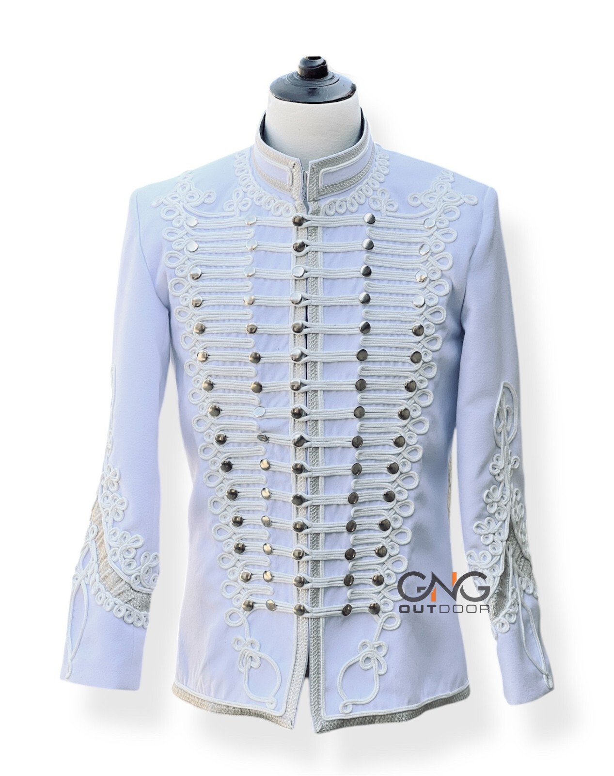 Napoleonic White Wool Military Jacket Steampunk Tunic Jacket