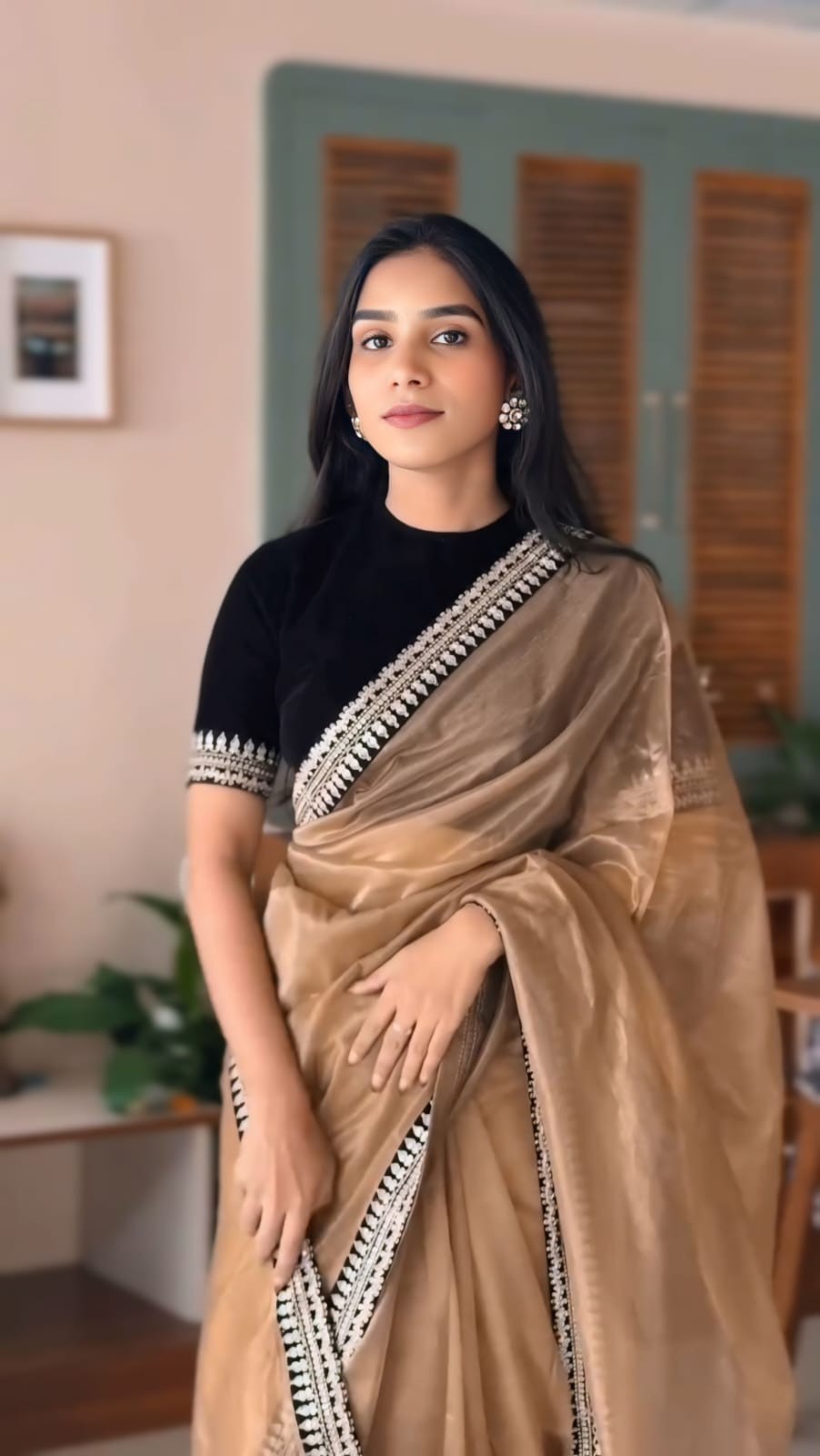Designer Fancy Latest Stylish Twill Net Black Color Codding Sequence Border Sari