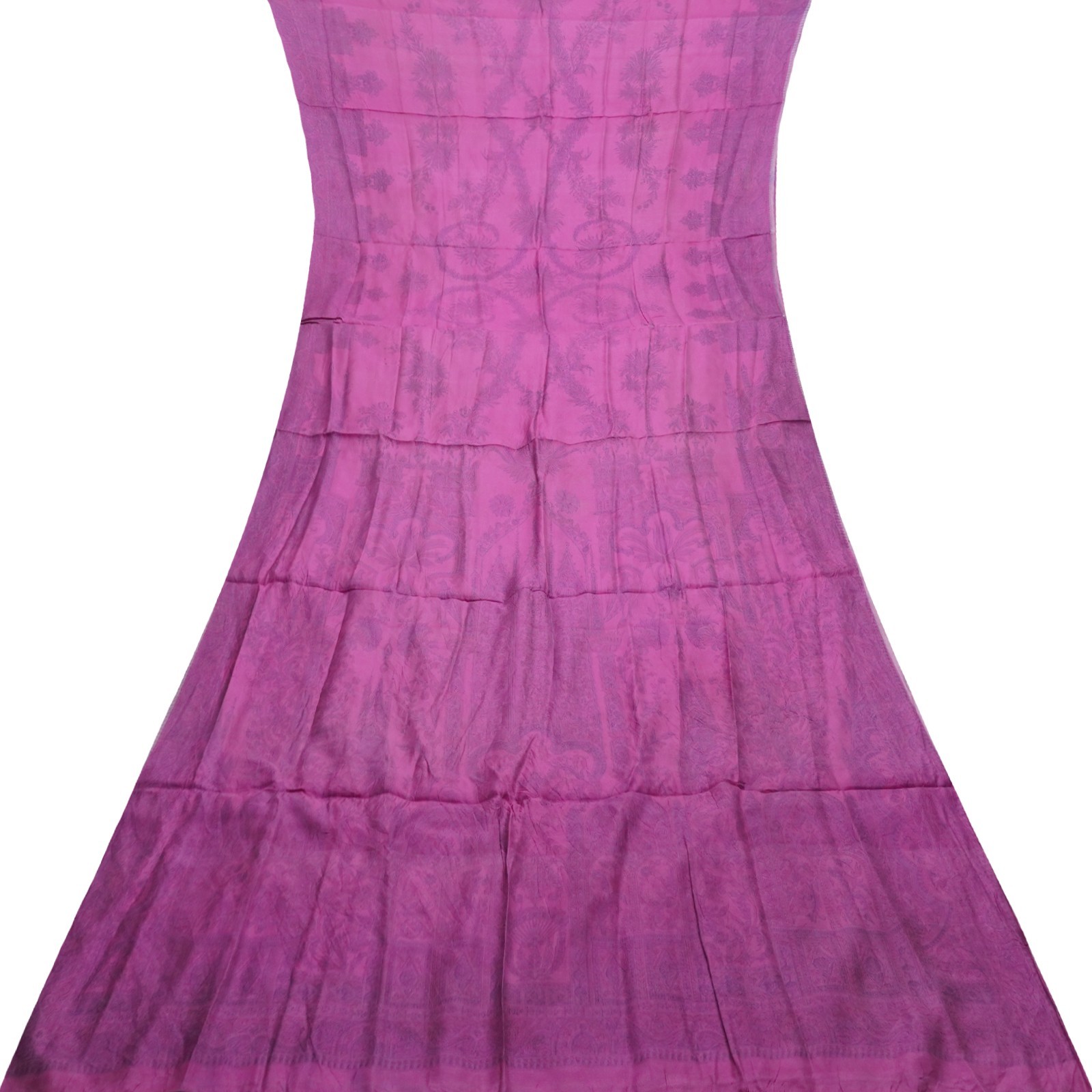 Vintage Purple Sarees 100% Pure Silk Printed Indian Sari 5YD Decor Craft Fabric