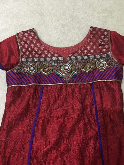 Women Stitched Salwar Kameez suit Kurti Saree Sari dress Sz S M maroon Purple
