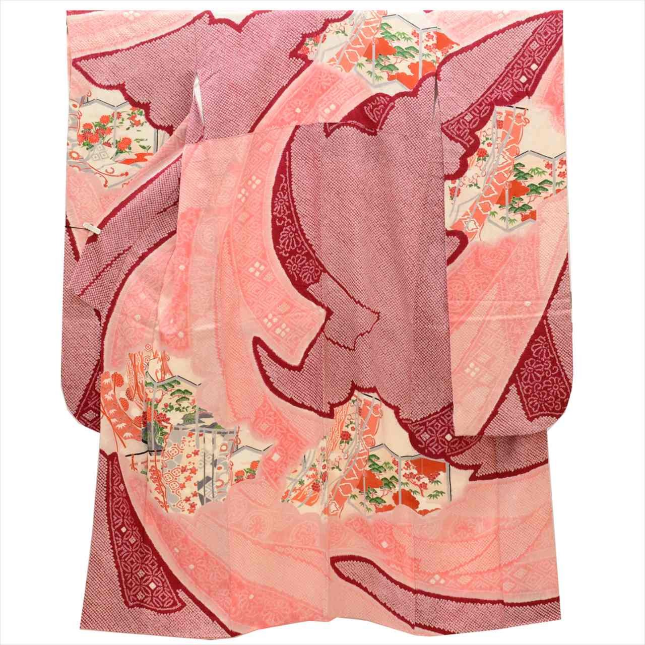 Vintage Japanese Kimono | Furisode & Nagajuban Set | Red Silk tt1320b*
