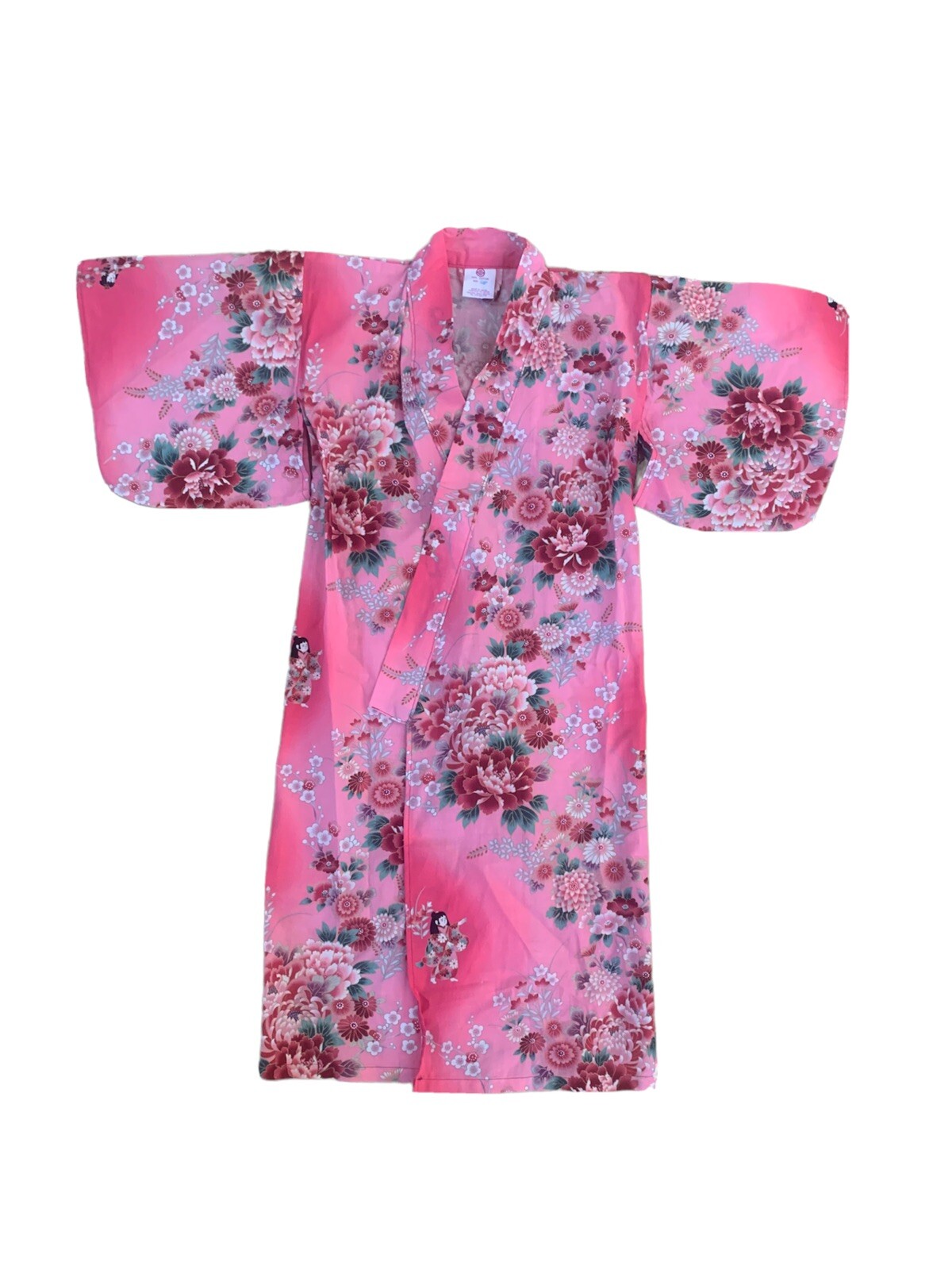 Japanese Girls Yukata Pink Floral Kimono Cotton Made in Japan Size 3T 4T