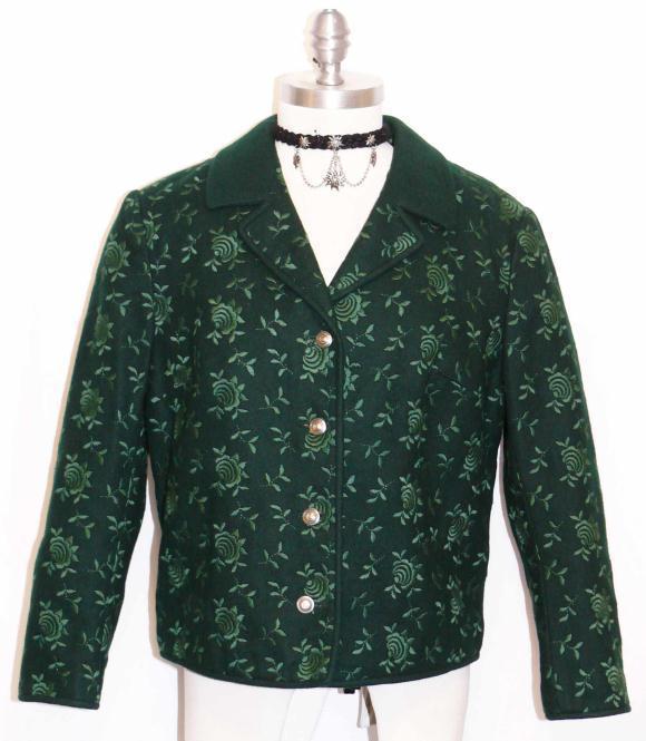 HELLER SPORT JACKET GREEN WOOL Women Austria Designer Winter Dress 10 M B41″