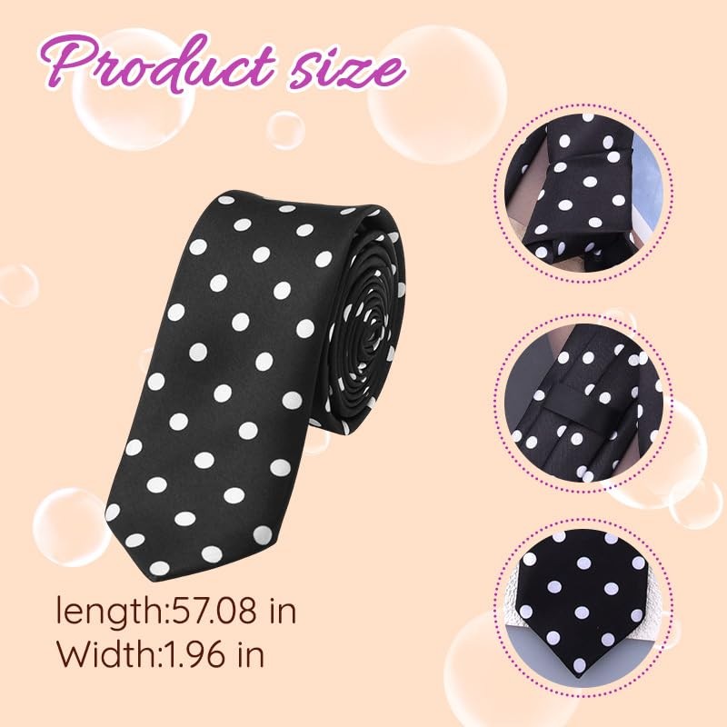 YALLNASL Vintage Polka Dot Ties for Halloween Leopard Print Black Polka Dot