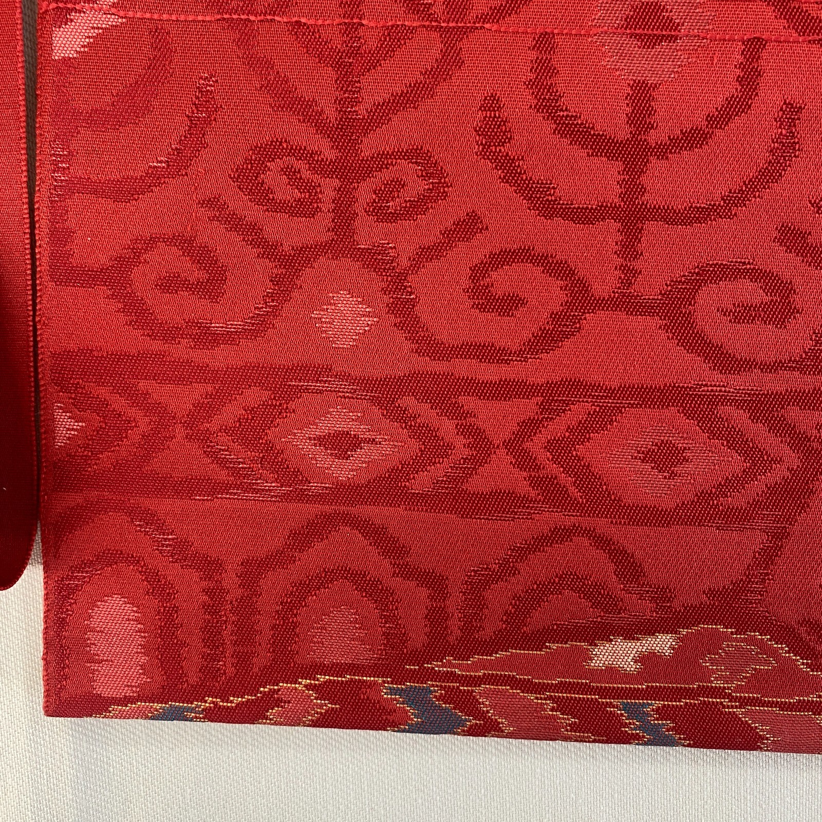 Japanese Vintage Kimono Nagoya Obi Silk Red Traditional Authentic 135x 11 in