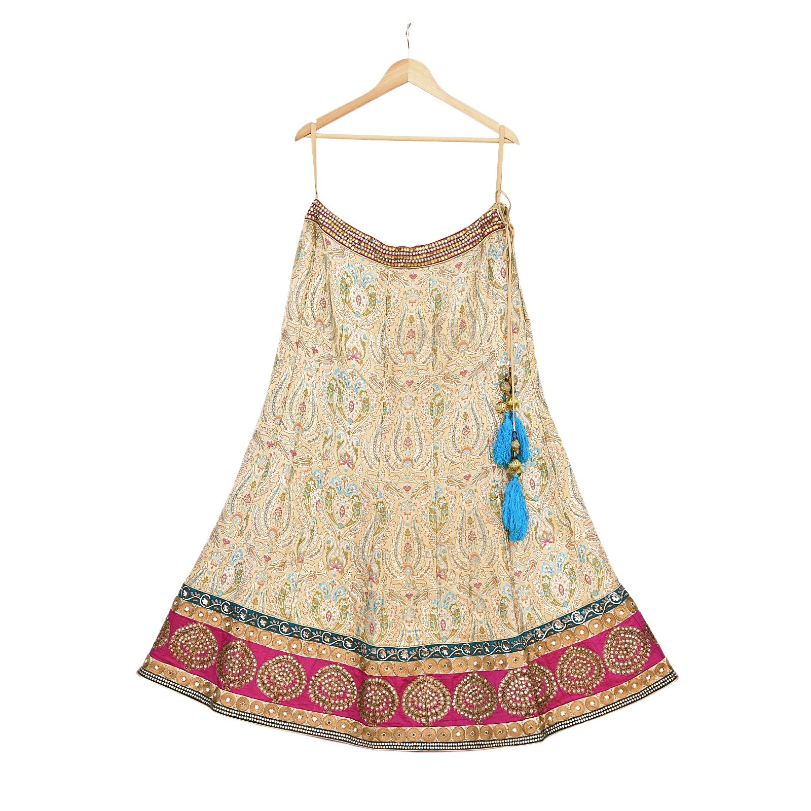 Indian Heavy Beige blue Pure Silk/Net Hand Embroidered Designer Lehenga 3pcs set