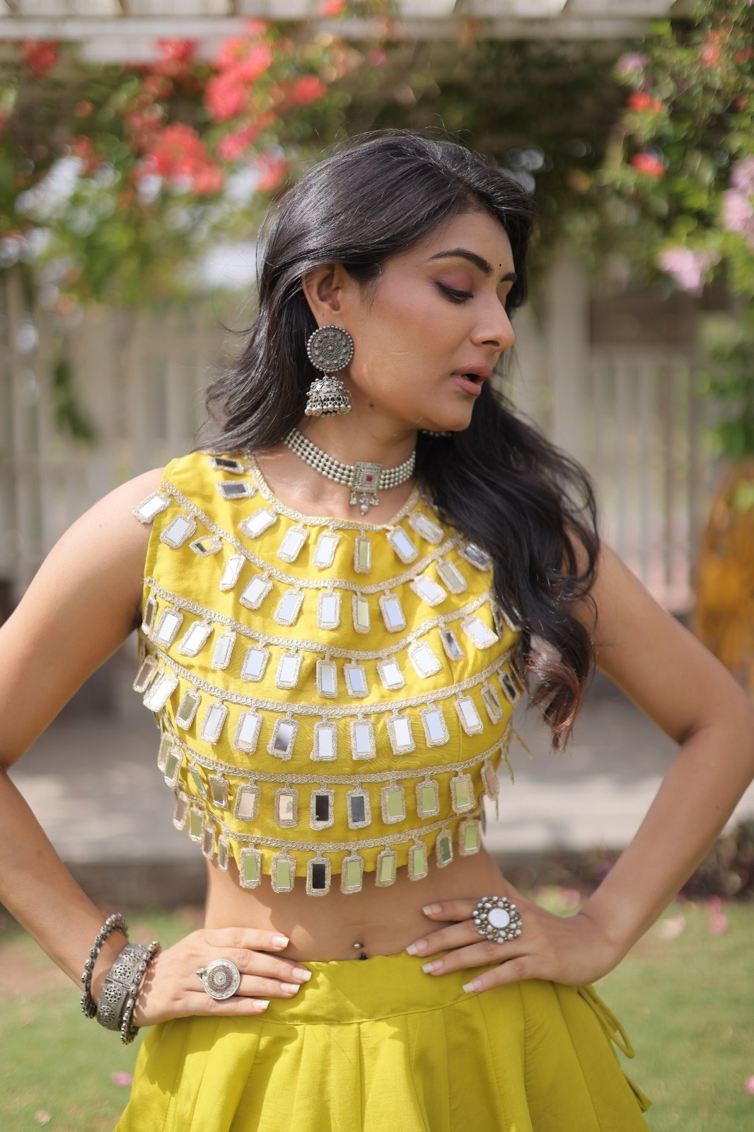 STEPNSHOP Navratri Collection Roman Silk With Gota work Lehenga Choli 23381