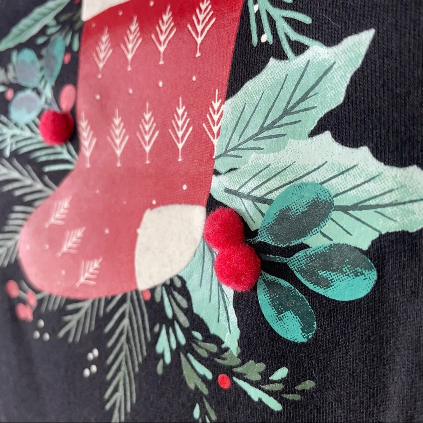 Women’s Croft & Barrow Holiday Long Sleeve NEW SZ M black long sleeve Christmas
