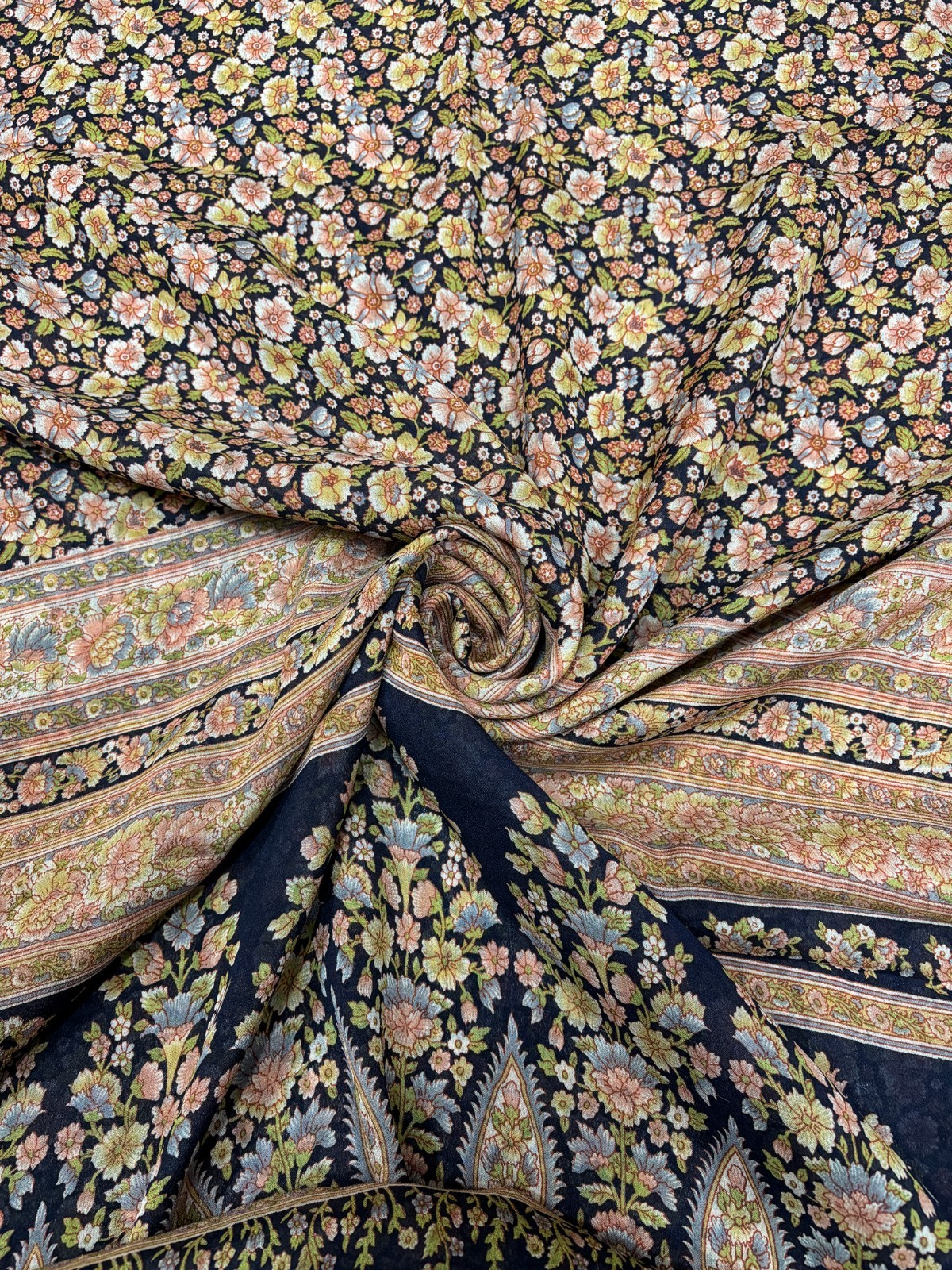 Vintage Blue Chiffon Silk Saree | Lightweight Fabric for DIY & Sewing CS1056