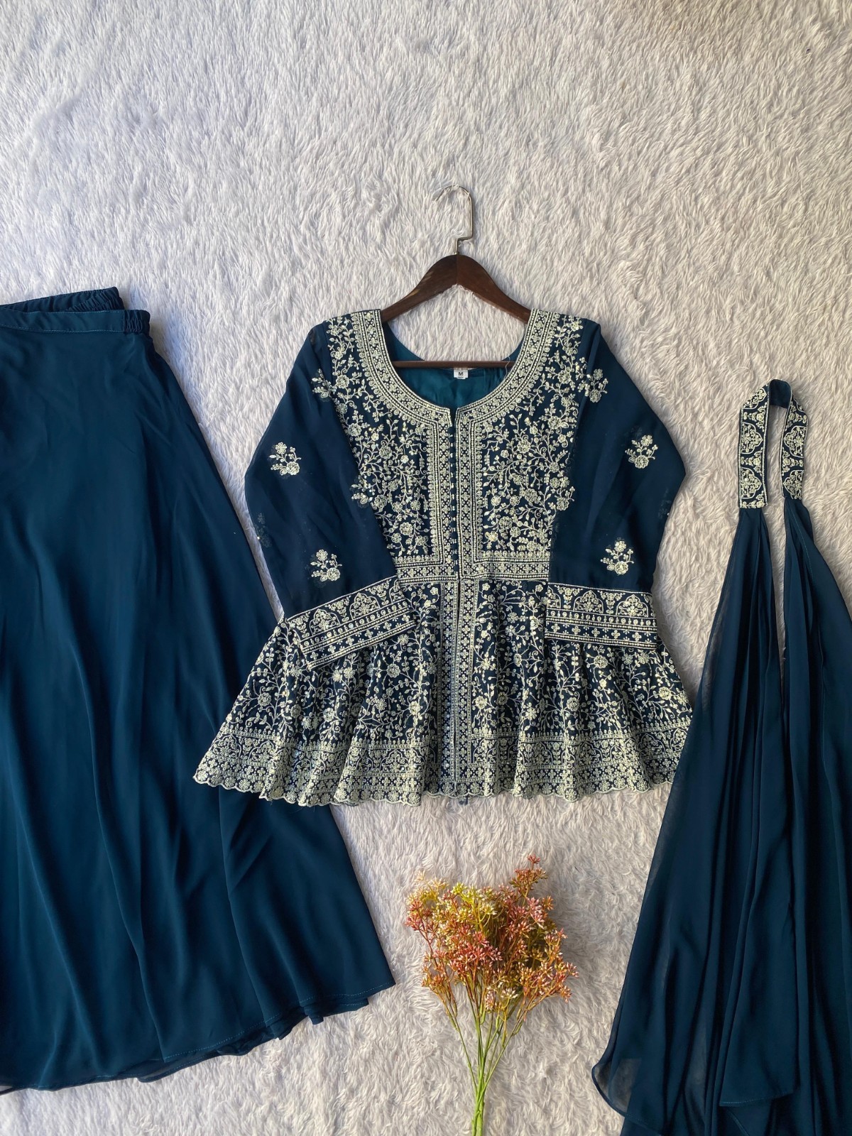 INDIAN BOLLYWOOD DESIGNER INDO WESTERN DRESS BLOUSE AND PLAZZO DRESS WEDDING EID