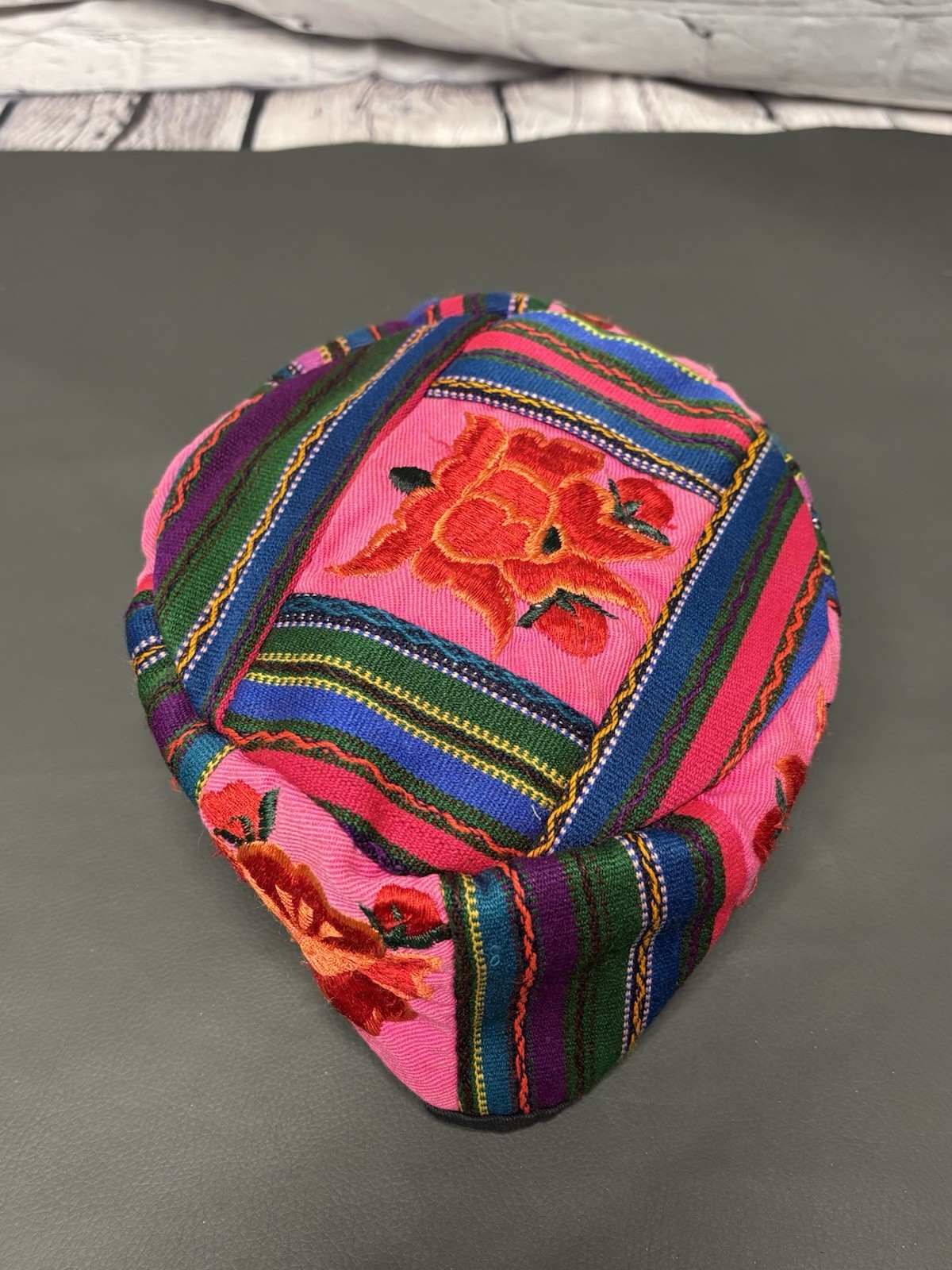 El Huarache Imports Pink Handwoven Cotton Chullo Hat Unisex Adult