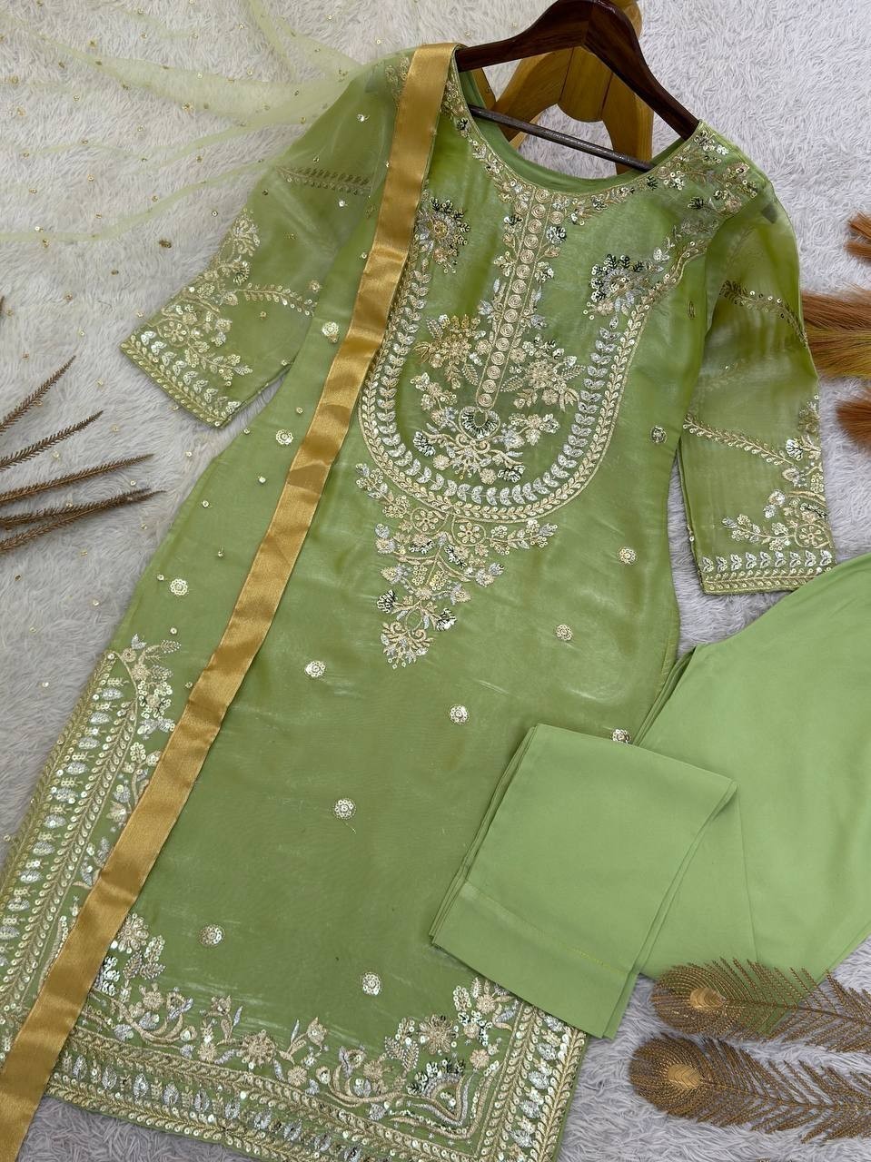 Indian Rayon salwar kameez with kurta dupatta set kurti Pant Suit women dress