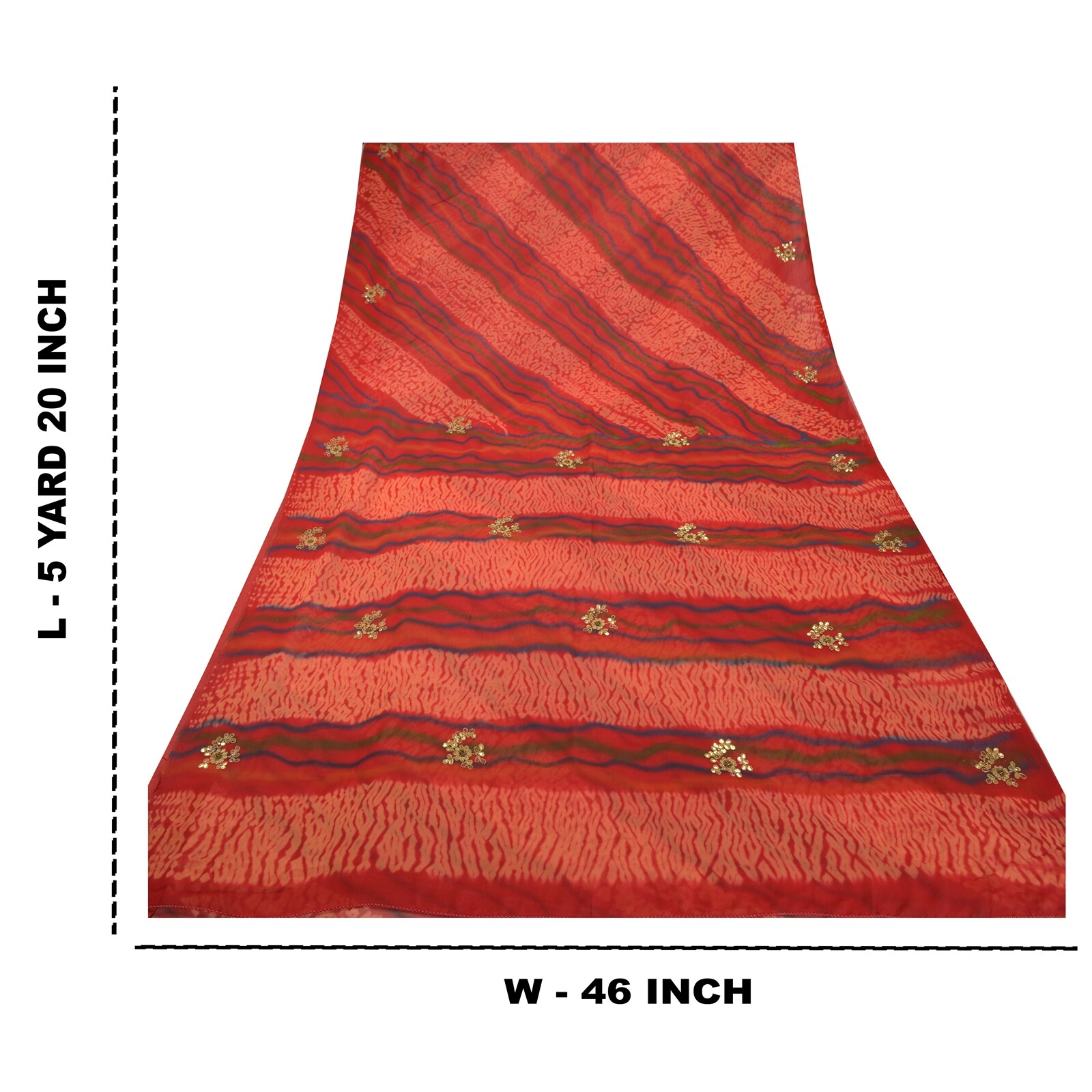 Sanskriti Vintage Leheria Sari Pure Georgette Silk Handmade Rare Sarees Fabric