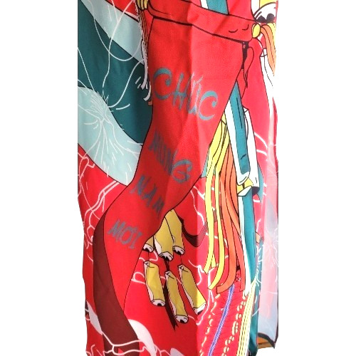 NWOT Women’s Modern Red Graphic Lunar New Year Print Ao Dai Size 6