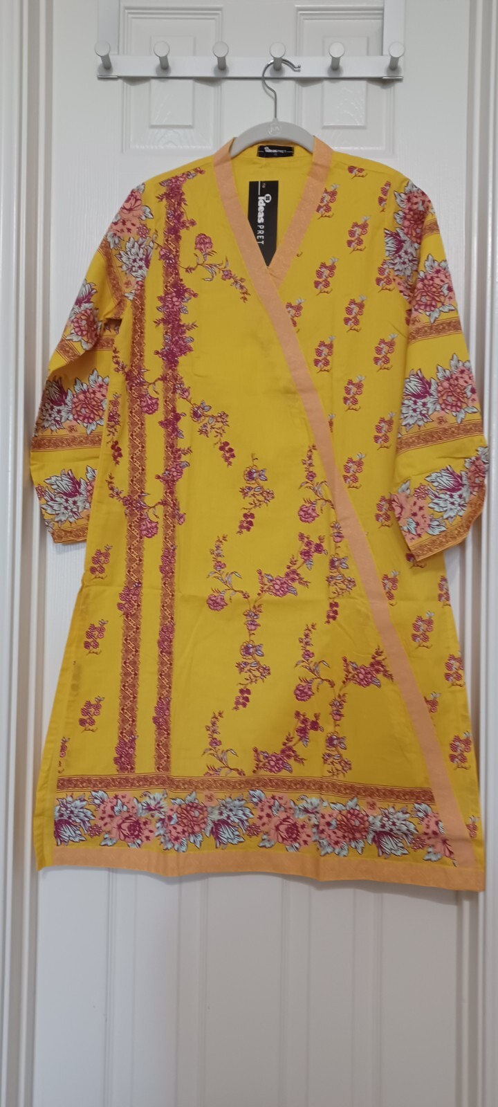 NWT GUL AHMED Size XS 2PC Screen Printed Kurti Organza Dupatta Pakistani Indian