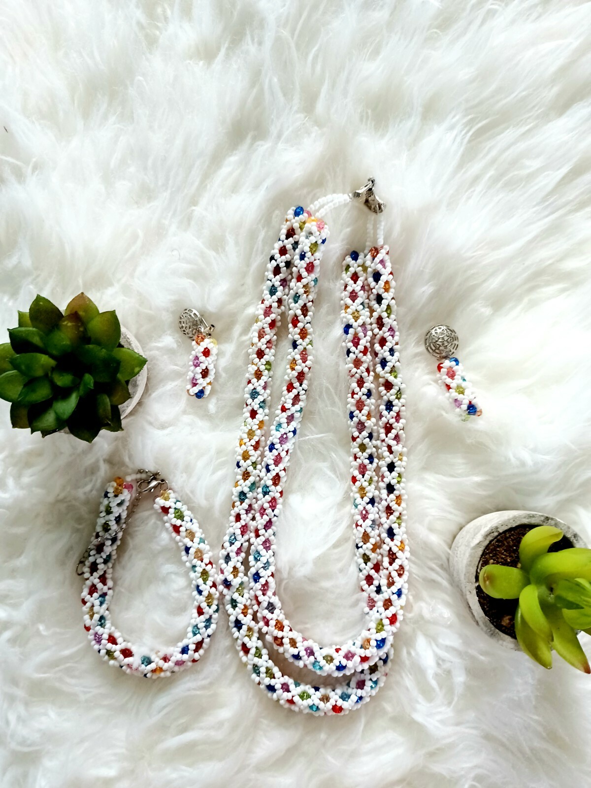 Trendy, versatile and Luxury bead necklace and earrings- Party ready pieces