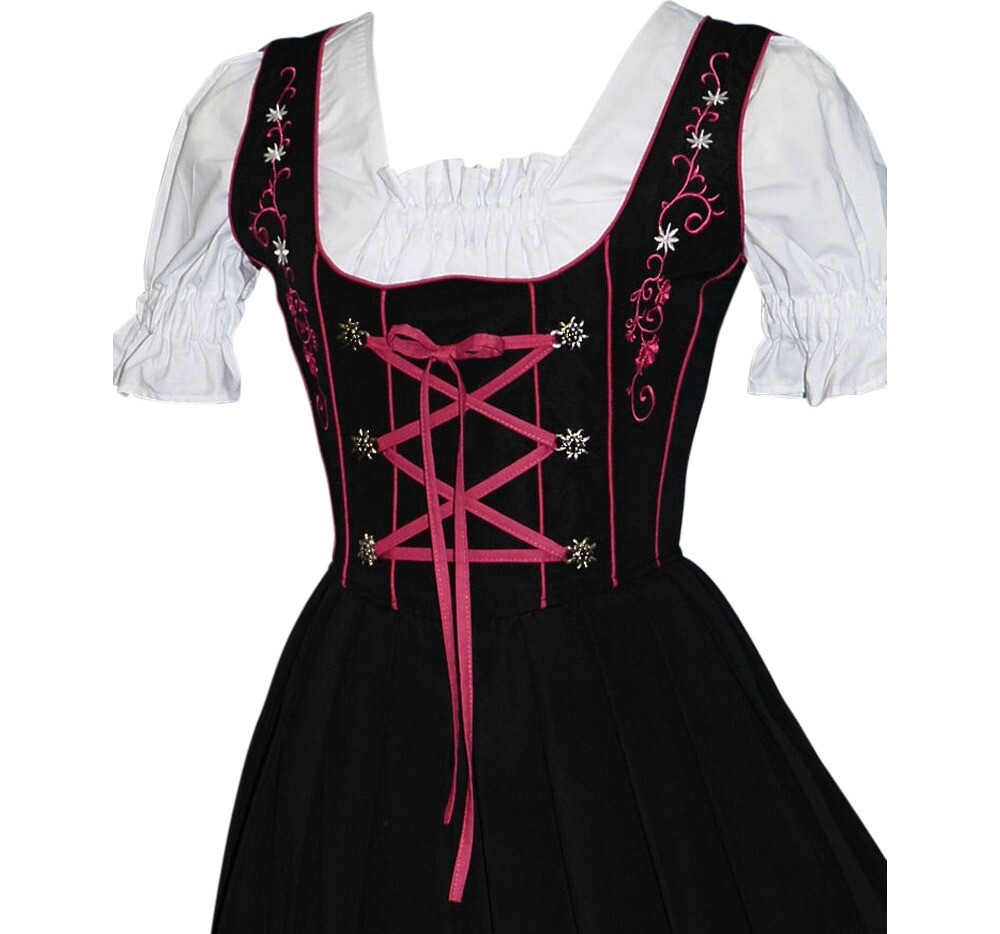 S 6 Oktoberfest German Dirndl Dress Long Waitress Bavarian Swing Party 3 Pc Set