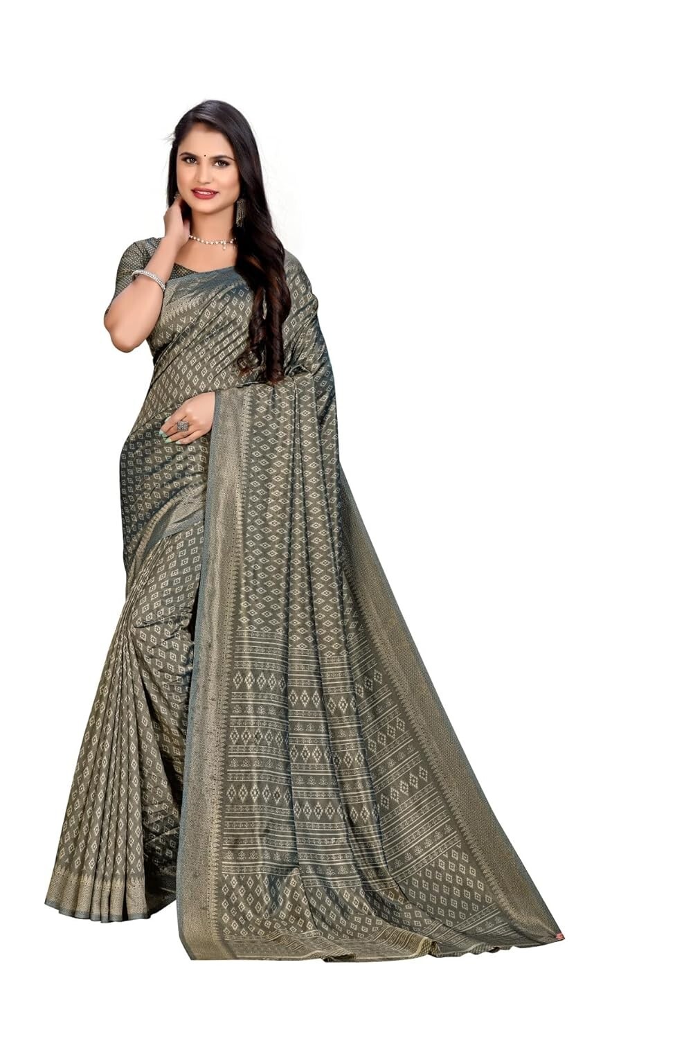 Women’s Multicolor Art Silk Uniform Saree with Blouse Piece