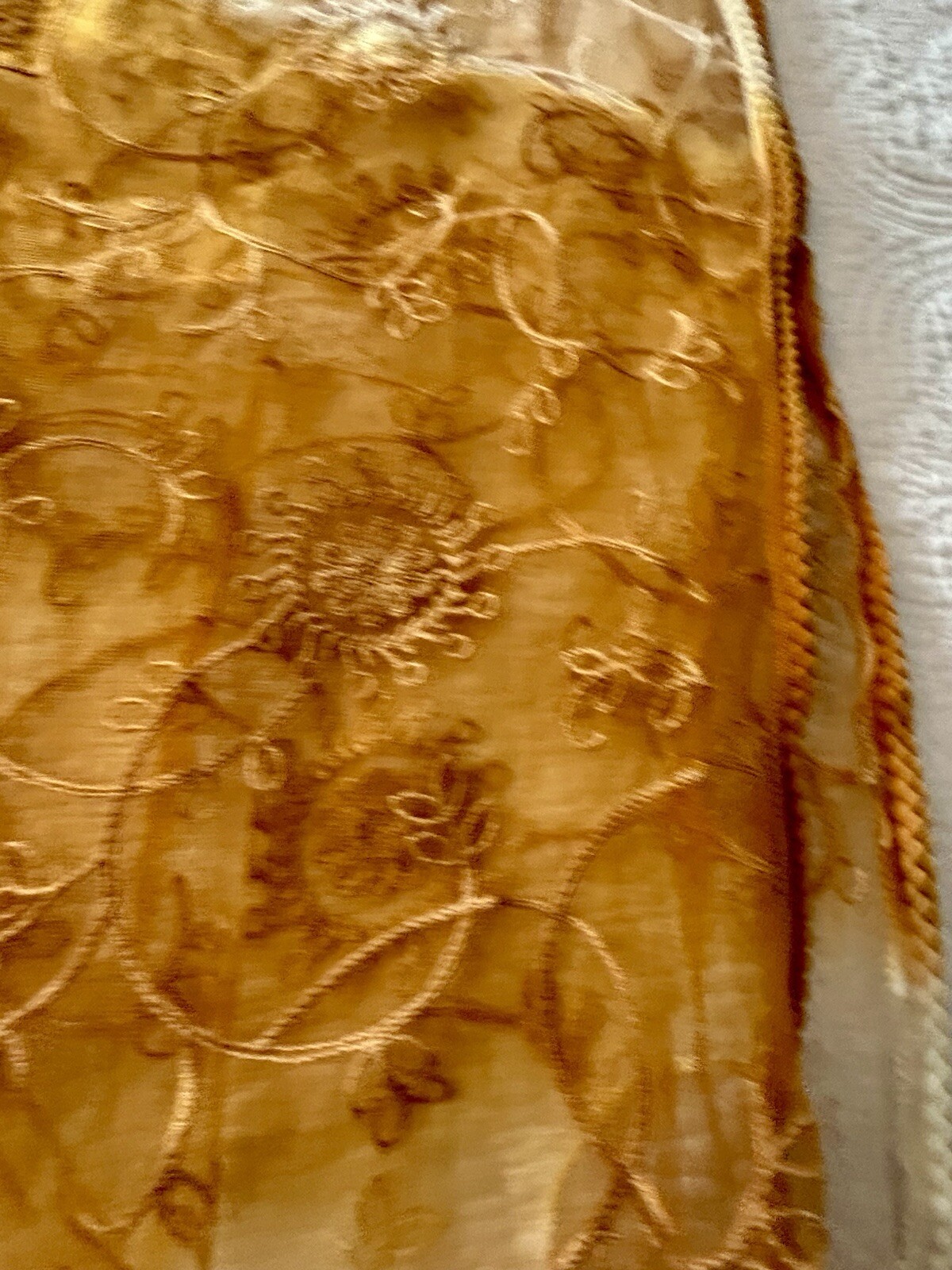 Ivory & Orange Embroidered Net Duputta 83” X 23” Roped Edges