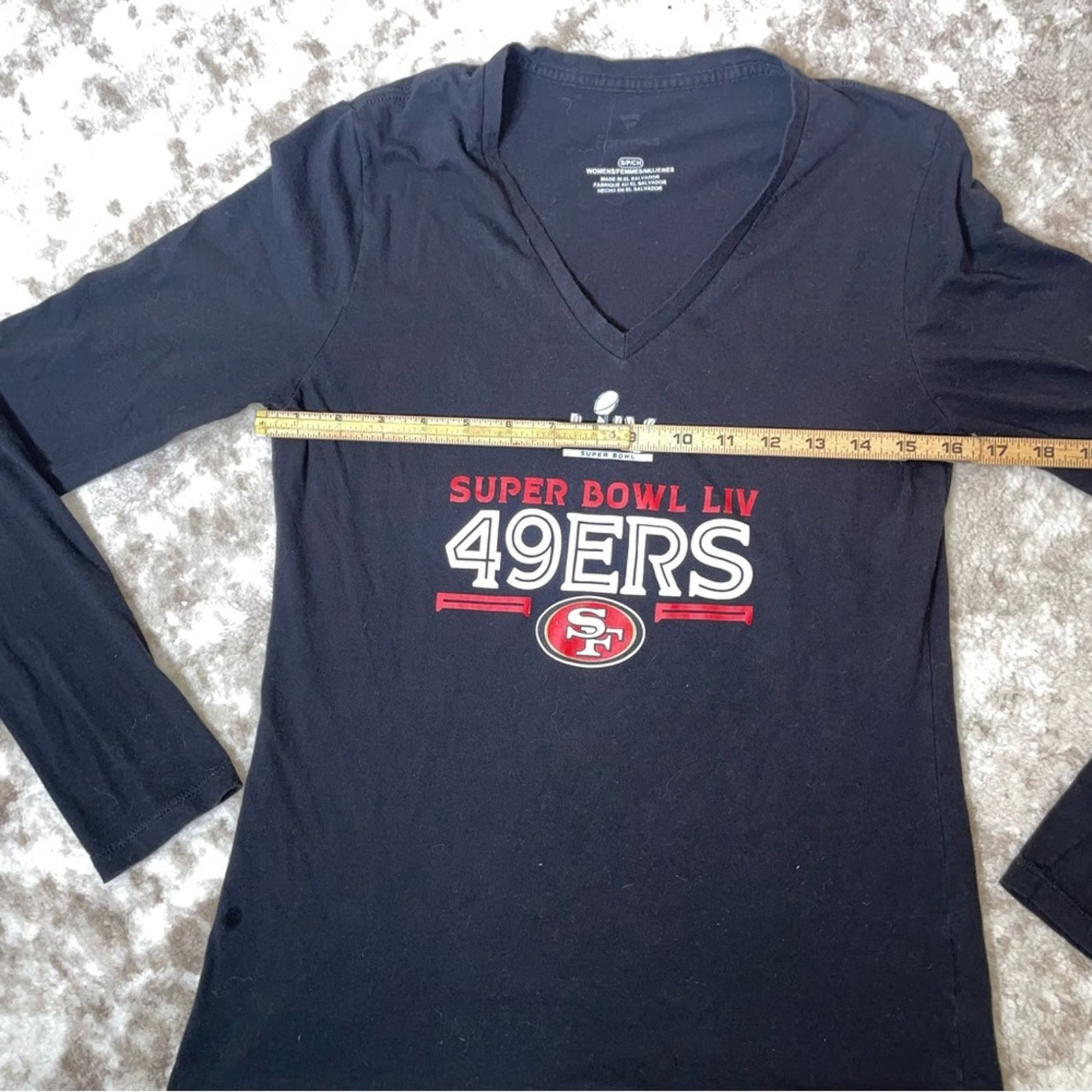 49’ers women’s long sleeve Tee T-shirt black/red NFL football Super Bowl SZ SM
