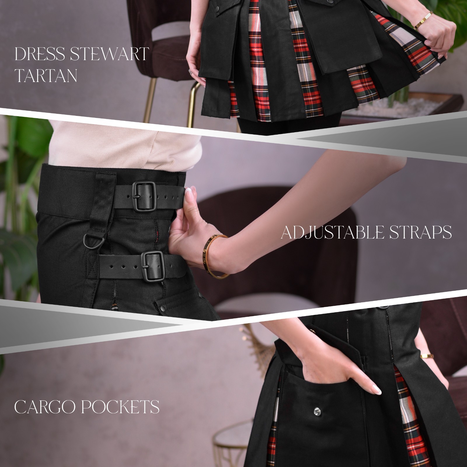Hybrid Utility Kilts for Women Scottish Traditional Highland Costume Kilts