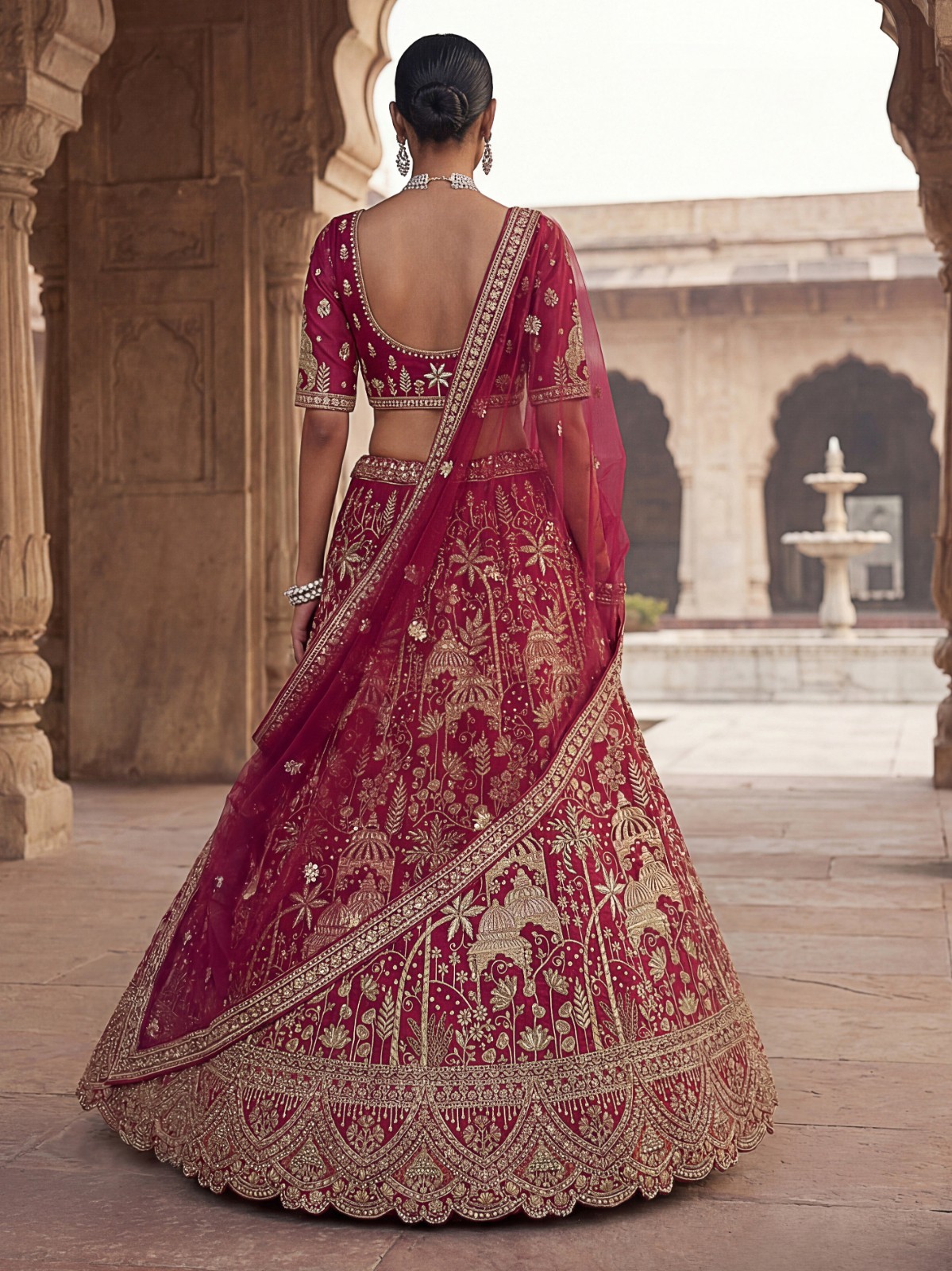 Silk Lehenga Choli Dori Thread Sequins Wedding Reception Party Outfit