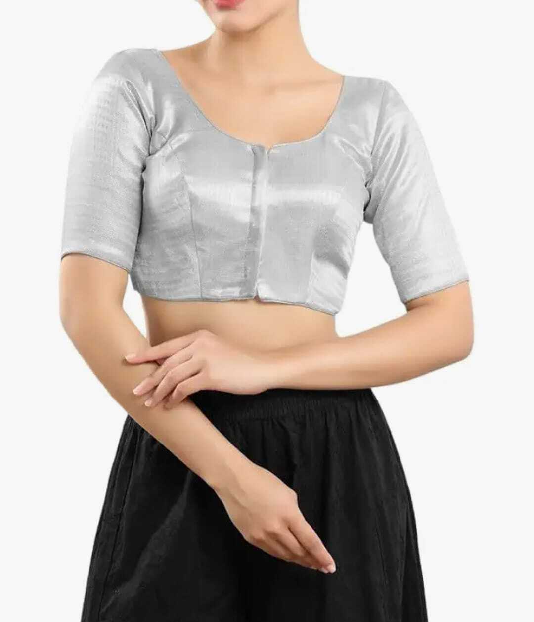READYMADE SAREE BLOUSE/CHOLI SARI TOP INDIAN BLOUSE GOLD /SILVER CHOLI BLOUSE .