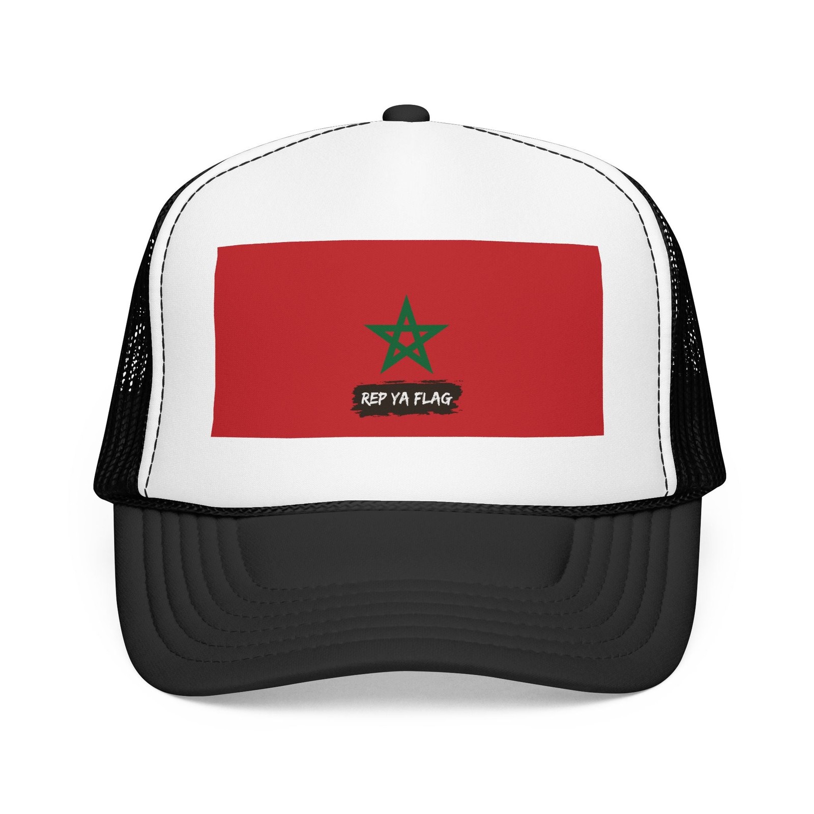 Morocco Flag Foam Trucker Hat – Moroccan Pride Cap – White / One size