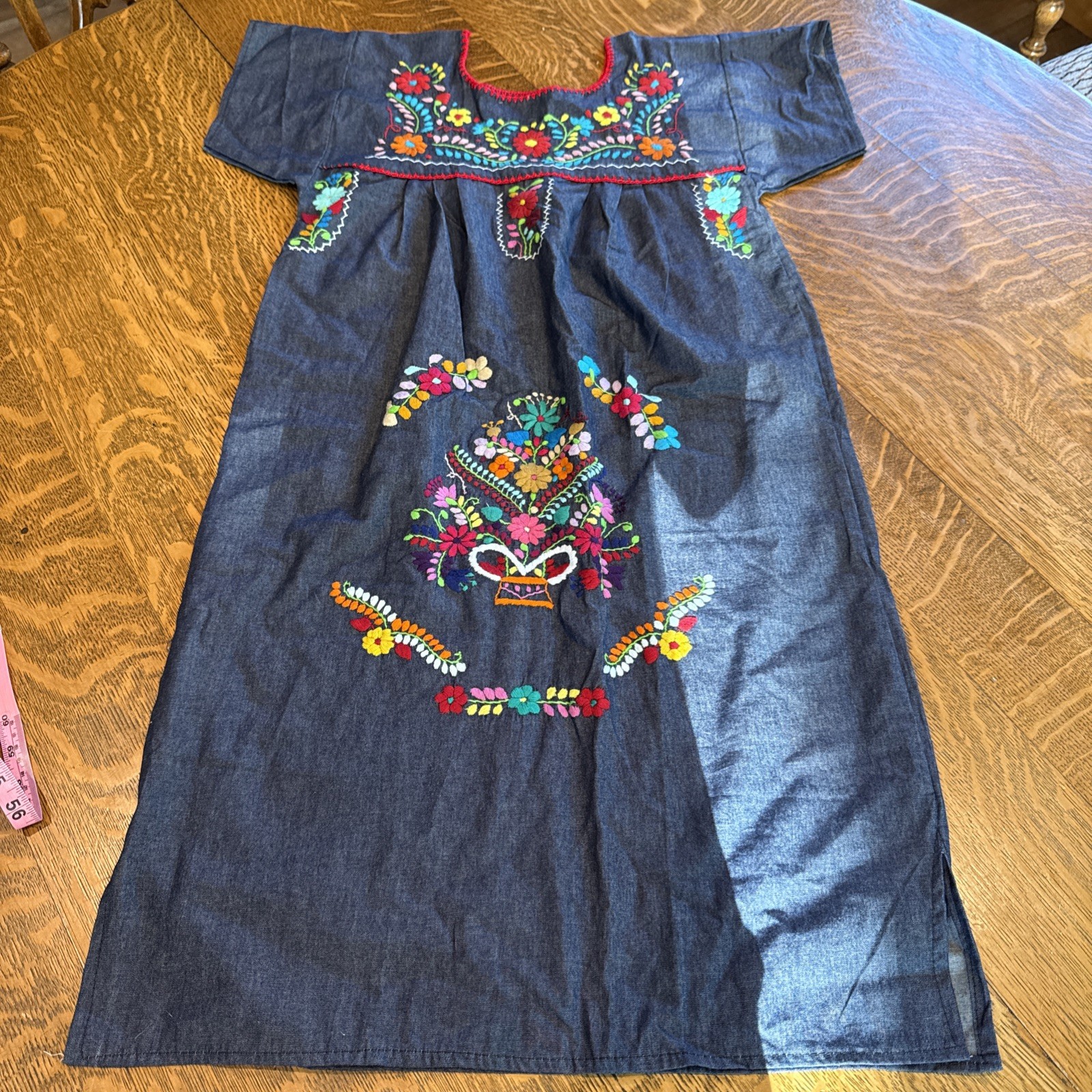 Mexican natural cotton manta dress, Oaxaca dress, hand embroidery dress Girls 10