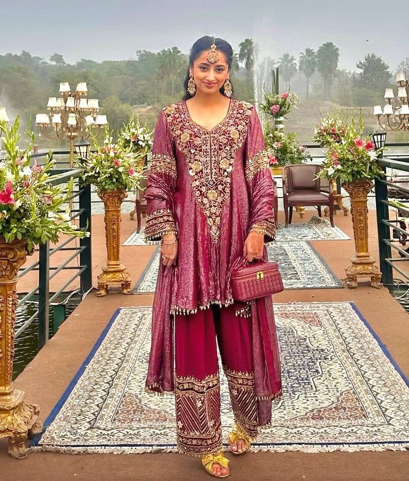 Latest New Pink Nylon Lining Salwar Kameez With Dupatta For Wedding Wear