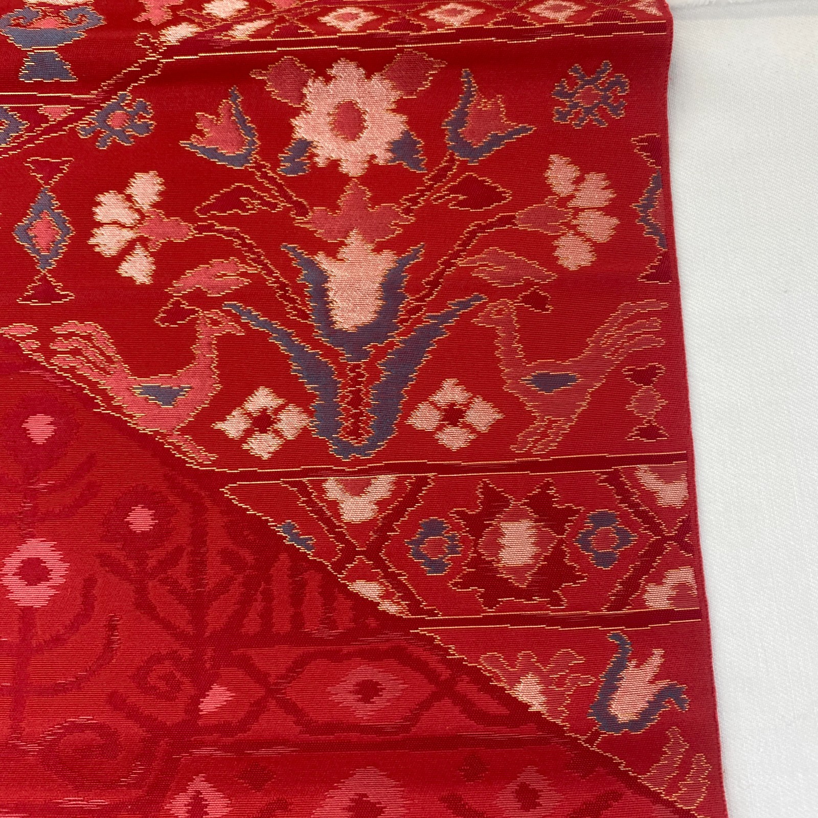 Japanese Vintage Kimono Nagoya Obi Silk Red Traditional Authentic 135x 11 in