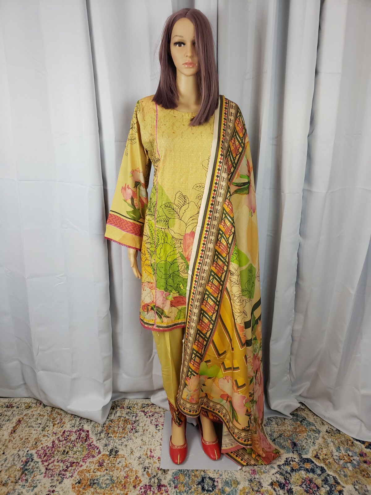 Pakistani indian designer shalwar kameez Suit M/40 Desi Rangreza Design Clothes