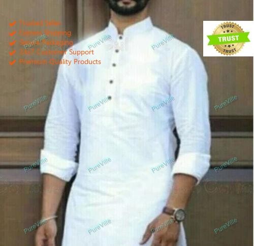 Mens Kurta Shirt Cotton Indian PunjabiClothing Dress Men Long Kurta Without Paja