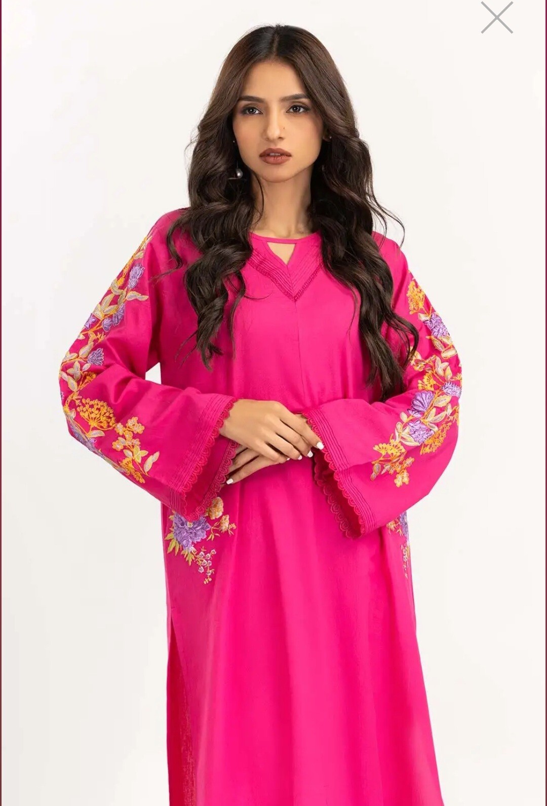 NEW GUL AHMED Size M Embroidered Cambric Shirt Pakistani Designer Indian
