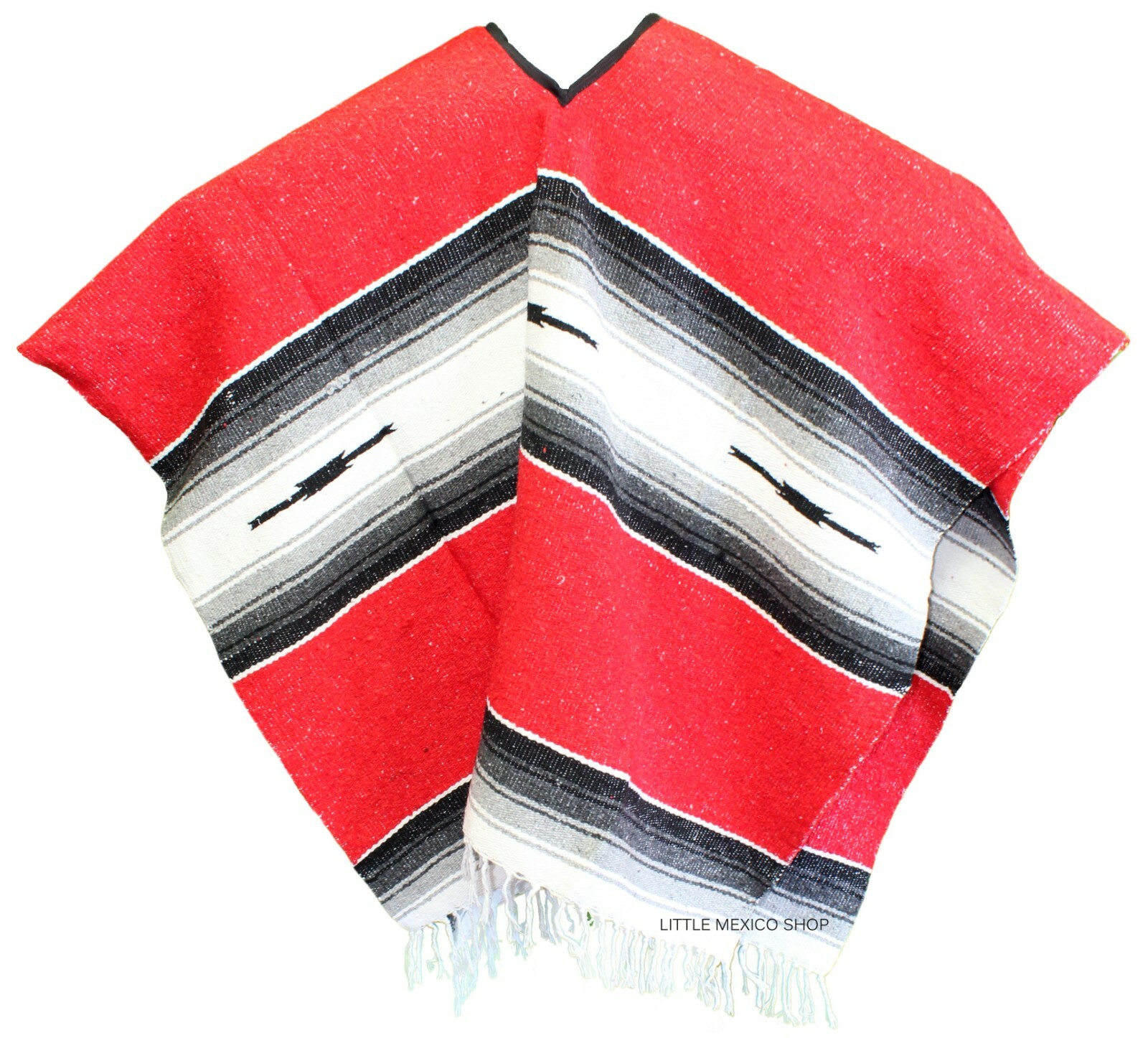 EXTRA WIDE Mexican PONCHO – RED – ONE SIZE FITS ALL Gaban BIG AND TALL