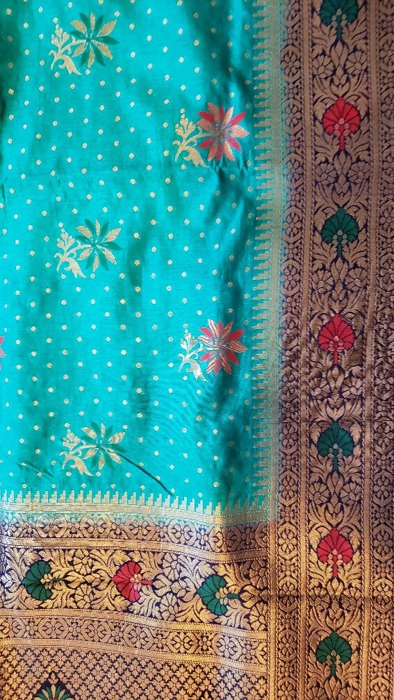 Bangalore Silk Saree Meenakari Zari Woven Work Unstitched Blouse Party Wear
