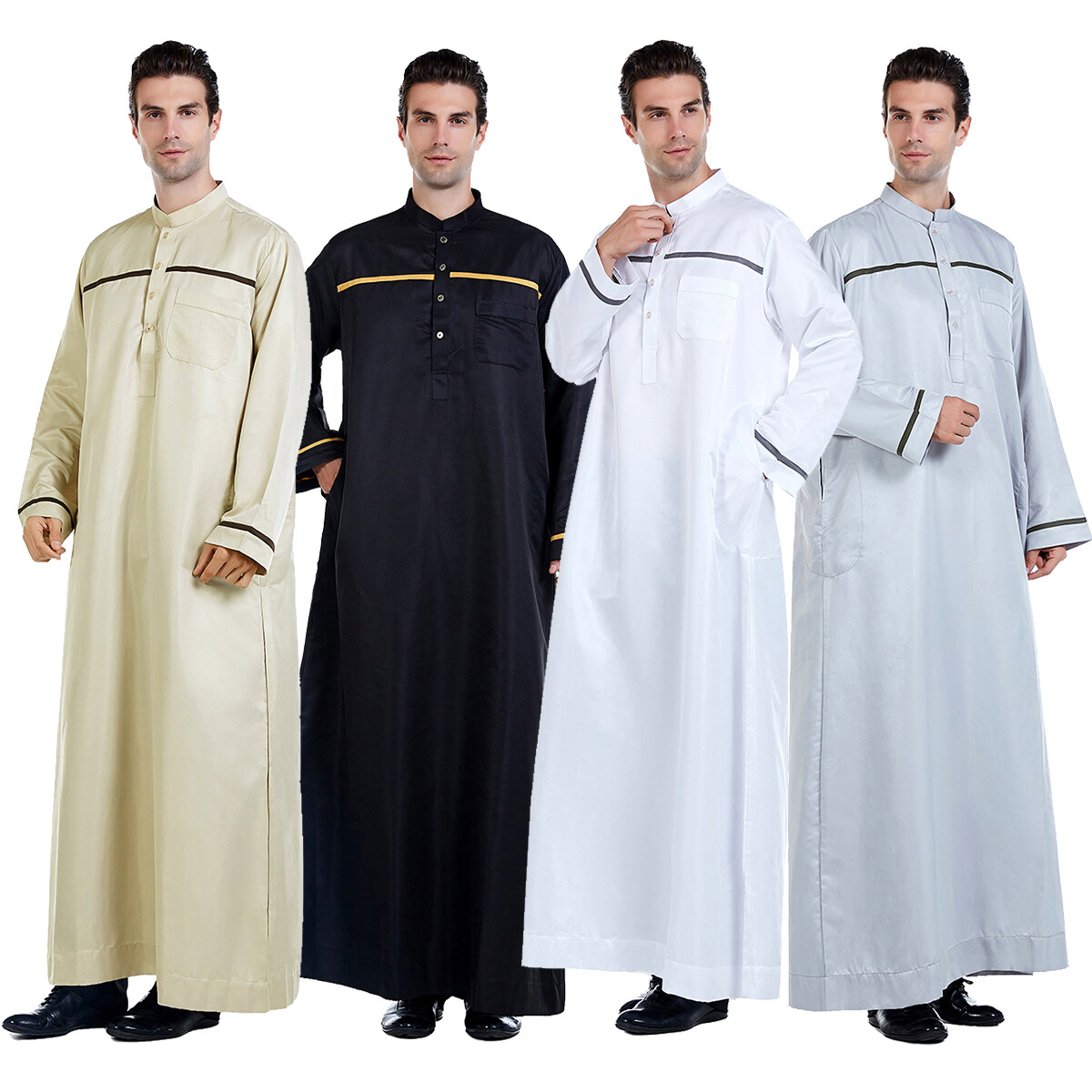 Men Boys Saudi Style Muslim Thobe Thoub Dishdasha Arabic Kaftan Abaya Robe Dress