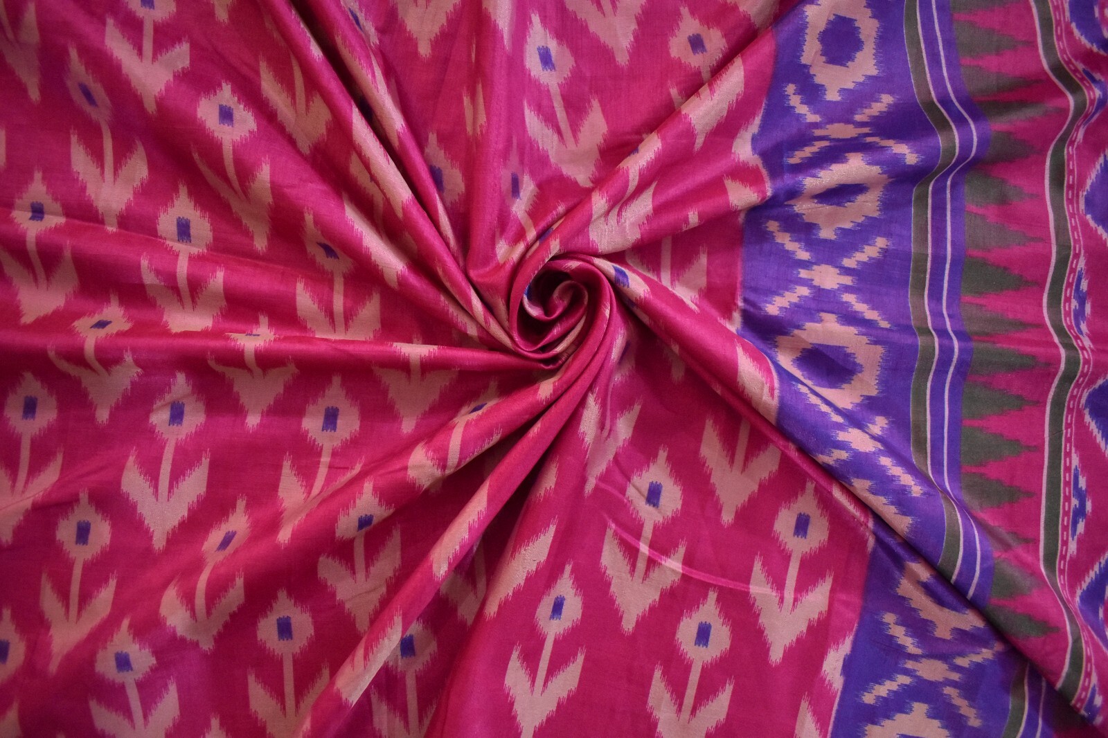 FNC Vintage Pink Sambalpuri Ikat Sarees Handwoven Art Silk Sari Fabric Antique